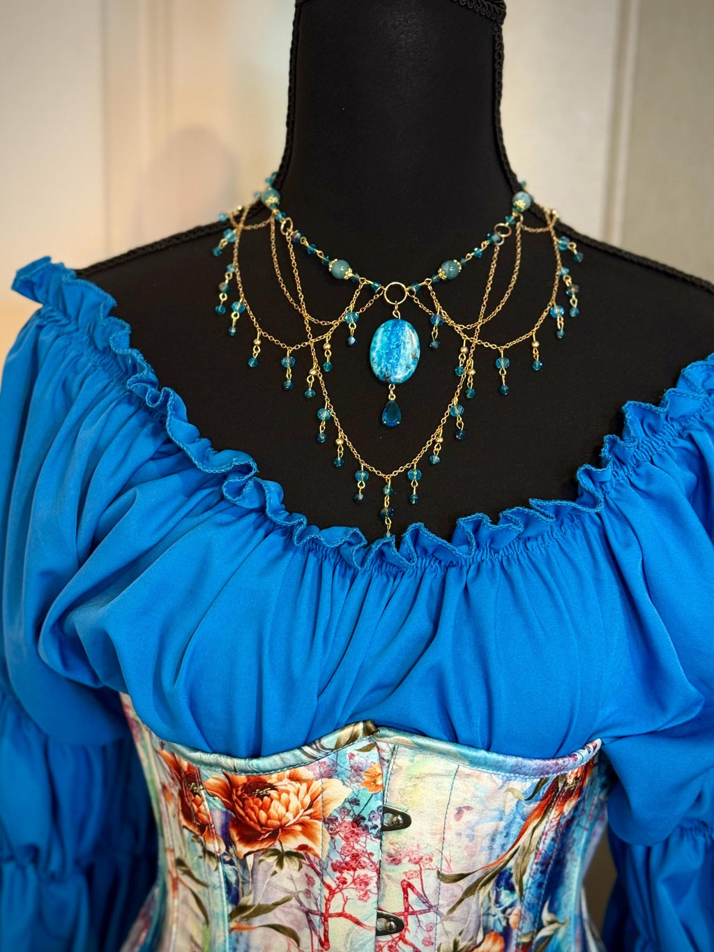 Lady of the Sea Blue Chalcedony and Howlite Crystal Necklace, Mermaid Vibes for Seaside Lovers