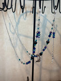 Blue Goldstone Crystal Beaded Eyeglass Chain, Handcrafted Elegant Accessory for Reading Glasses
