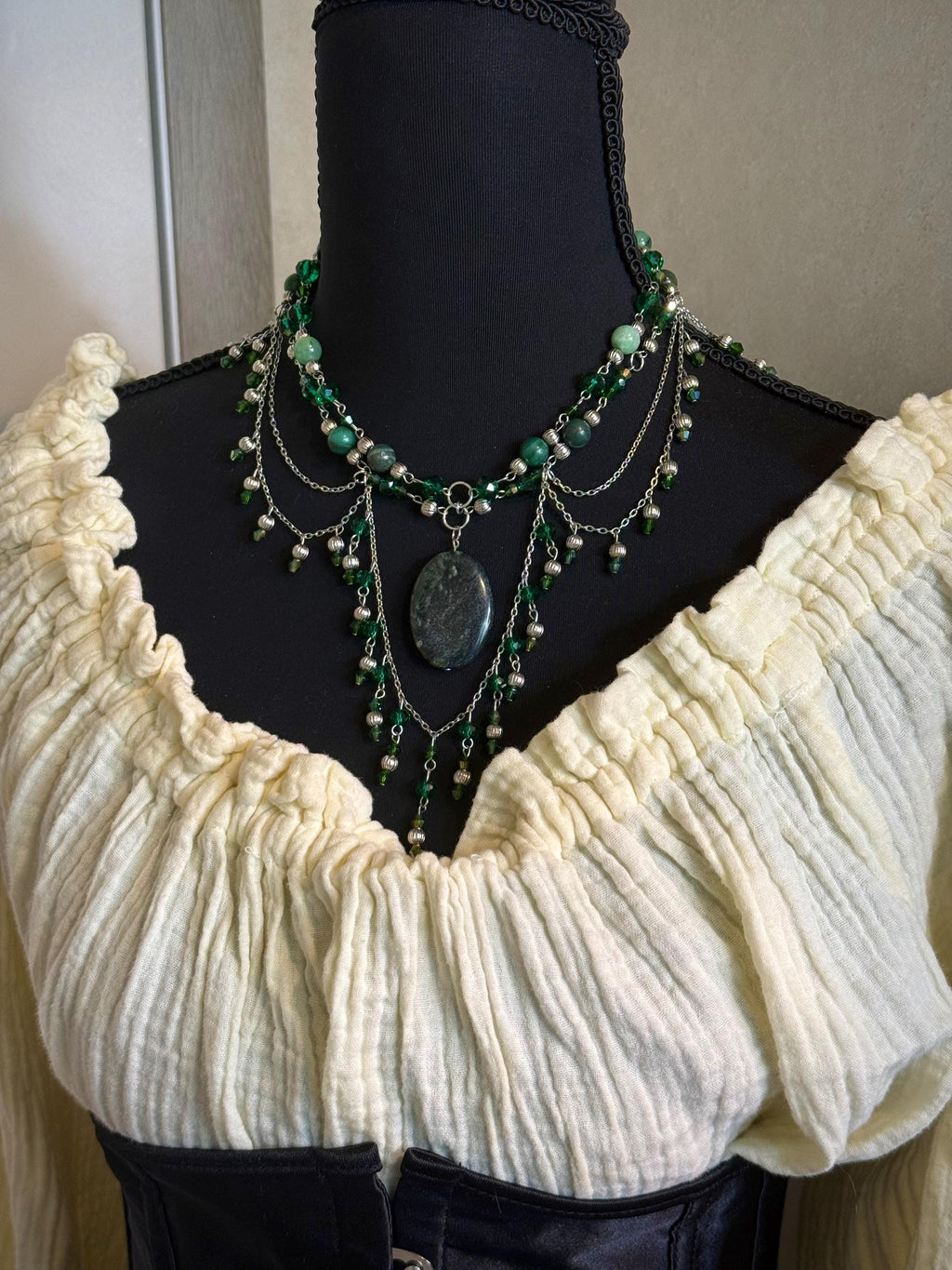 Forest Travels Verdite Crystal Necklace, Handmade Necklace for all Fantasy Lovers