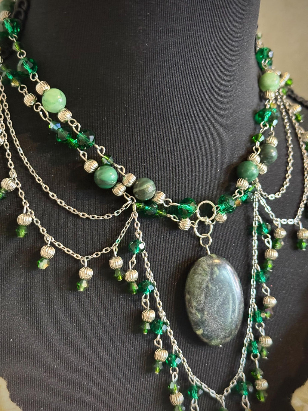 Forest Travels Verdite Crystal Necklace, Handmade Necklace for all Fantasy Lovers