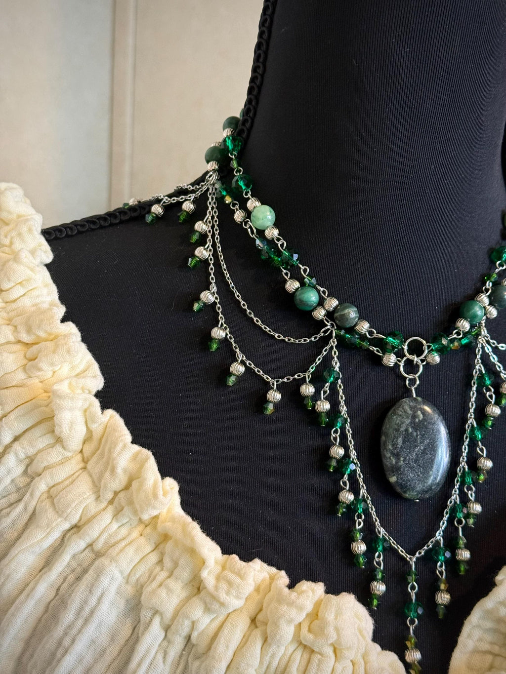 Forest Travels Verdite Crystal Necklace, Handmade Necklace for all Fantasy Lovers